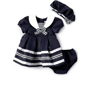 🥰 Gorgeous Baby Nautical Sailor Dress with Matching Hat and Bloomers!!! 🥰